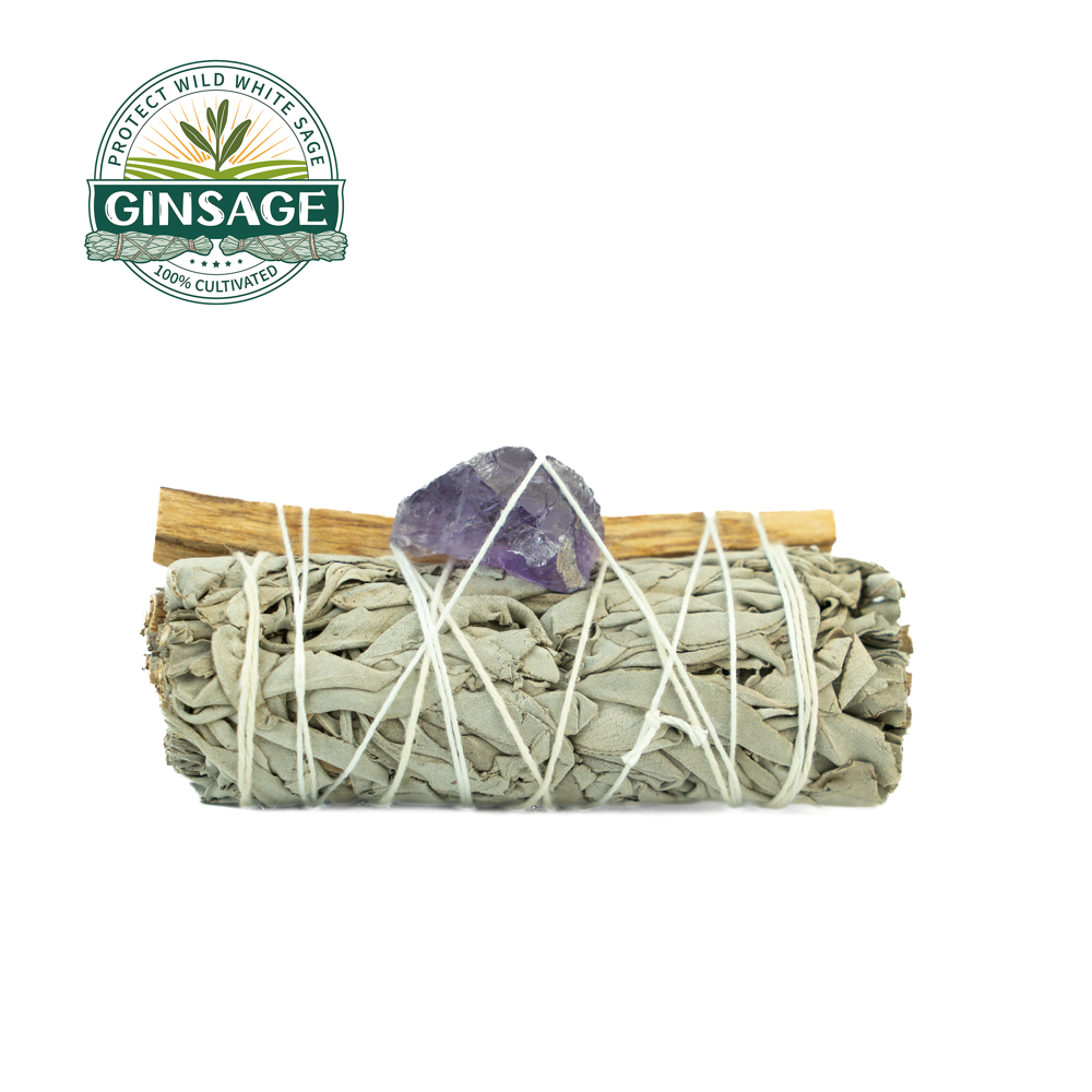 Amethyst & White Sage & Palo Santo Smudge Stick 4 INCH 51G/PIECES