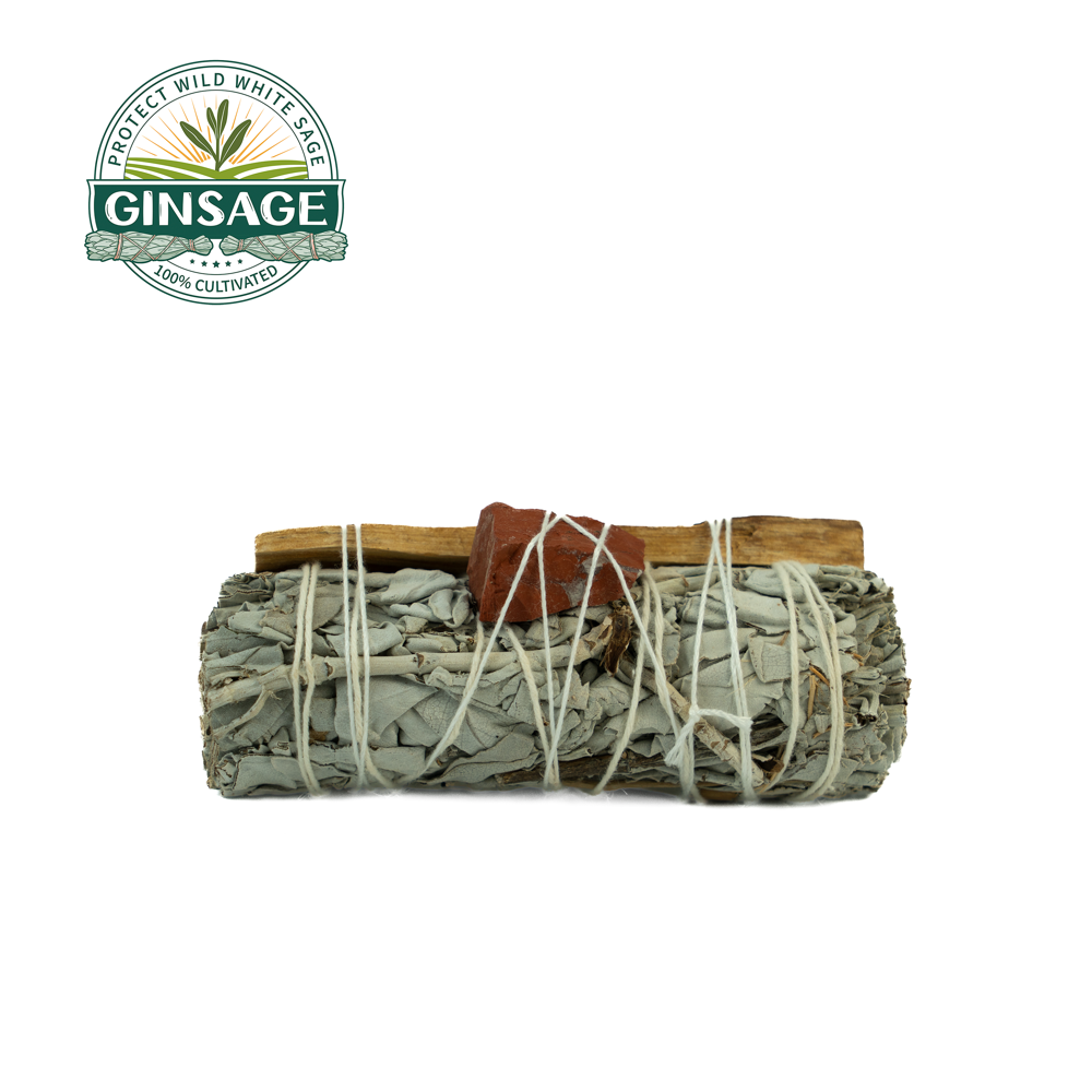 Red Jasper & White Sage & Palo Santo Smudge Stick 4 INCH 50G/PIECES