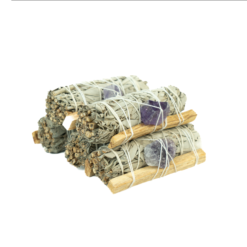 Amethyst & White Sage & Palo Santo Smudge Stick 4 INCH 51G/PIECES